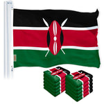 Load image into Gallery viewer, G128 10 Pack: Kenya (Kenyan) Flag  3x5 feet  Printed 150D Indoor/Outdoor, Vibrant Colors, Brass Grommets, Quality Polyester, Much Thicker More Durable Than 100D 75D Polyester