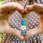 Load image into Gallery viewer, Cute Girlfriend and Boyfriend Gifts Personalized Anniversary Present for Her Him Custom Photo Birthday Gift Bottle (Green Earth You Are My World Gift Bottle)