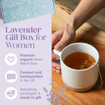 Load image into Gallery viewer, Mini Lavender Spa Gift Set Relaxation Gift Basket for Women Self Care Package with Lavender Candle Bath Bomb Soap Greeting Card &amp; More
