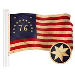 Load image into Gallery viewer, G128 Combo Pack: American USA TeaStained Flag 3x5 Ft &amp; Bennington 76 TeaStained Flag 3x5 Ft  Both ToughWeave Pro Series Embroidered 420D Polyester, Embroidered Design, Brass Grommets