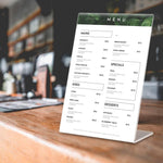 Load image into Gallery viewer, 5 Pack Acrylic Sign Holders 8.5x11 Plastic Stands for Display 8 1 2 x 11 Acrylic Sign Holder with Vertical Slanted Back Clear Plastic Sign Holder Paper Display Table Stand Flyer Document Paper
