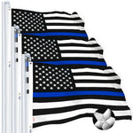 Load image into Gallery viewer, Thin Blue Line Flag 3x5 Ft 3Pack Embroidered Spun Polyester By G128
