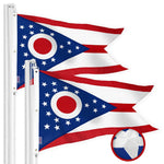 Load image into Gallery viewer, G128 2 Pack: Ohio OH State Flag  6x10 Ft  StormFlyer Series Embroidered 220GSM Spun Polyester  Embroidered Design, Indoor/Outdoor, Brass Grommets, Heavy Duty, All Weather
