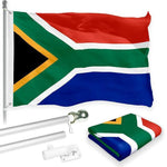 Load image into Gallery viewer, G128 Combo Pack: 6 Feet Tangle Free Spinning Flagpole (Silver) South Africa South African Flag 3x5 ft Printed 150D Brass Grommets (Flag Included) Aluminum Flag Pole