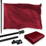 Load image into Gallery viewer, G128 Combo Pack: 6 Feet Tangle Free Spinning Flagpole (Black) Solid Burgundy Flag 3x5 ft Printed 150D Brass Grommets (Flag Included) Aluminum Flag Pole
