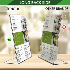 2 Pack Acrylic Sign Holders 8.5x11 Plastic Stands for Display 8 1 2 x 11 Acrylic Sign Holder with Vertical Slanted Back Clear Plastic Sign Holder Paper Display Table Stand Flyer Document Paper