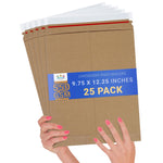 Load image into Gallery viewer, Brown Rigid Mailers 9.75 x 12.25 Inches. Pack of 25 Photo Mailer Envelopes. Flat Cardboard Mailers Self Seal. Sturdy Cardboard Photo Envelope. Recyclable Hard Shipping Envelopes