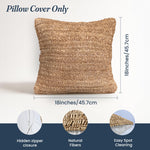 Load image into Gallery viewer, Raffia Hand Knitted Pillow Cover 18x18 inch Boho Decorative Cushion Cover for Couch Sofa or Bed Rustic Natural Throw Pillow Case 1pc