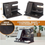 Load image into Gallery viewer, Wood Phone Docking Station for Men Fumed Black Desktop or Nightstand Organizer
