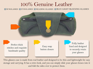 Soft Leather Glasses Case Slim Eyeglass Sleeve Case Sunglass Case for Men and Women Retro Design Eyewear Case