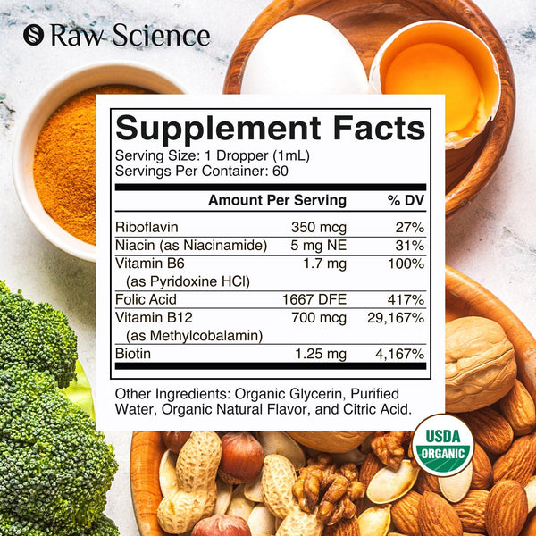 Liquid Vitamin B Complex Supplement for Women and Men Hair Skin Suppor