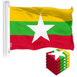 Load image into Gallery viewer, G128 5 Pack: Myanmar Burmese Flag  3x5 Ft  LiteWeave Pro Series Printed 150D Polyester  Country Flag, Indoor/Outdoor, Vibrant Colors, Brass Grommets, Thicker and More Durable Than 100D 75D Poly