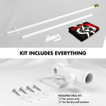 Load image into Gallery viewer, G128 Combo Pack: 6 Ft Tangle Free Aluminum Spinning Flagpole (White) &amp; Pirate Jolly Roger Red Head Scarf Flag 3x5 Ft, ToughWeave Series Embroidered 300D Polyester  Pole with Flag Included