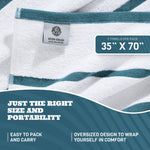 Load image into Gallery viewer, Cotton Pool Towels Oversized 35 x 70 Inch 3 Pack Ultra Absorbent and Low Lint Striped Beach Towels for Adults Stripes Design Luxury Extra Large Bath Towels Light Blue 3 Pack