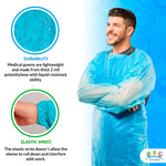 Load image into Gallery viewer, Disposable Isolation Gown X Large10 Pack Blue 2 Mil Polyethylene Disposable Gowns Medical Waterproof Isolation Gowns Disposable Medical Gowns with Elastic Wrists Double Back Ties
