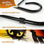 Load image into Gallery viewer, G128 Combo Pack: Garden Flag Stand Black 36 in x 16 in &amp; Garden Flag Halloween Decoration Black Cat and Ghosts 12x18 DoubleSided Blockout Fabric