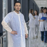 Load image into Gallery viewer, Disposable Lab Coat XL Size 35 GSM PP White Lab Jackets for Adults 5 Pack