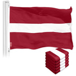 Load image into Gallery viewer, G128 5 Pack: Latvia Latvian Flag  3x5 Ft  LiteWeave Pro Series Printed 150D Polyester  Country Flag, Indoor/Outdoor, Vibrant Colors, Brass Grommets, Thicker and More Durable Than 100D 75D Polyester