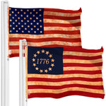Load image into Gallery viewer, G128 Combo Pack: American USA TeaStained Flag 3x5 Ft &amp; Betsy Ross 1776 TeaStained Flag 3x5 Ft  Both LiteWeave Pro Series Printed 300D Polyester, Brass Grommets