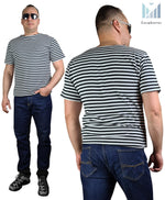 Load image into Gallery viewer, Short Sleeved TShirt Black Striped Paratrooper Top Telnyashka Тельняшка (XL)
