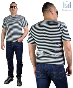 Short Sleeved TShirt Black Striped Paratrooper Top Telnyashka Тельняшка (XL)
