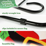 Load image into Gallery viewer, G128 Combo Pack: Garden Flag Stand Black 36 in x 16 in &amp; Garden Flag Christmas Decoration Joyful Santa 12x18 DoubleSided Blockout Fabric