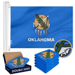 Load image into Gallery viewer, G128 5 Pack: Oklahoma OK State Flag  3x5 Ft  Double ToughWeave Series Double Sided Embroidered 210D Polyester  Embroidered Design, Indoor/Outdoor, Brass Grommets, Heavy Duty, 2ply