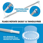 Load image into Gallery viewer, G128 Combo Pack: 6 Ft Tangle Free Aluminum Spinning Flagpole (Silver) &amp; Bahamas Bahamian Flag 3x5 Ft, LiteWeave Pro Series Printed 150D Polyester  Pole with Flag Included