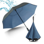 Load image into Gallery viewer, Reverse Umbrella with Sturdy Shaft 8 Reinforced Ribs Teflon Coating Black Navy
