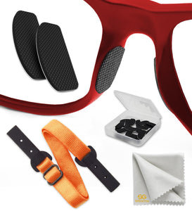 UltraThin Grips Nose Pads  Silicone Eyeglasses Nose Pads 0.5 mm  Stop Glasses from Sliding  Lens Nose Pads  6 Pairs (Black Pads & Orange Glasses Strap)