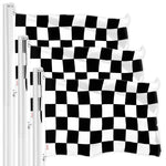 Load image into Gallery viewer, G128 3 Pack: Checkered Flag  3x5 Ft  LiteWeave Pro Series Printed 150D Polyester  Indoor/Outdoor, Vibrant Colors, Brass Grommets, Thicker and More Durable Than 100D 75D Polyester