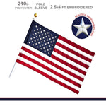 Load image into Gallery viewer, American Flag 210D Embroidered Polyester 2.5x4 Ft  with Pole Sleeve