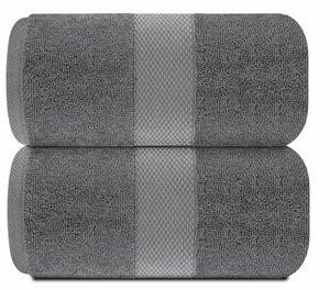 2 Pack Luxury Soft Bath Sheet Towels 650 GSM Extra Large 35x70 inch Grey Color