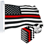 Load image into Gallery viewer, G128 Thin Red Line Flag Embroidered 2.5x4 FT 5Pack Heavy Duty 220GSM Tough Spun Polyester U.S. American Flag Brass Grommets Honoring Fire Fighters and EMTs Black White and Red US Flag
