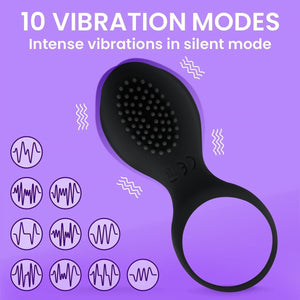 Vibrating Cock Ring Rechargeable Silicone Stretchy Vibrating Penis Ring 10 Modes