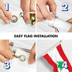 Load image into Gallery viewer, G128 Combo Pack: 6 Ft Tangle Free Spinning Flagpole (White) &amp; Lebanon Flag 3x5 Ft Printed 150D Polyester, Brass Grommets (Flag Included) Aluminum Flag Pole