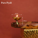 Load image into Gallery viewer, Handcrafted Paro Pyali 2.2 Inch Brass Diya for Pooja Premium Brass Gold Finish Oil Diya Lamp for Home Temple &amp; Festivals Rust Resistant Diwali Puja Decorations for Home