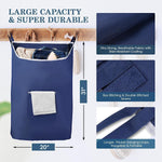 Load image into Gallery viewer, Fine Living Co. Large Hanging Laundry Hamper with Over Door Hooks &amp; Adhesive Durable Space Saving Laundry Bag with Zipper and Wide Open Top Hanging Dorm Laundry Hamper (Navy Blue XL)