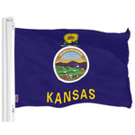 Load image into Gallery viewer, G128 Kansas KS State Flag  3x5 Ft  LiteWeave Pro Series Printed 150D Polyester  Indoor/Outdoor, Vibrant Colors, Brass Grommets, Thicker and More Durable Than 100D 75D Polyester