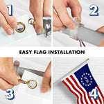 Load image into Gallery viewer, G128 Combo Pack: 5 Ft Tangle Free Aluminum Spinning Flagpole (Silver) &amp; Betsy Ross 1776 Flag 2.5x4 Ft, ToughWeave Series Embroidered 300D Polyester  Pole with Flag Included