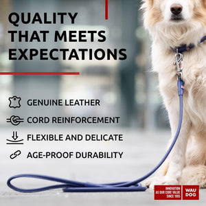 WAUDOG Rolled Leather Dog Leash 4Ft * 0.4 in for Small Medium and Large Dogs Heavy Duty Leather Puppy Leash for Outdoor Walking Running Training Strong Dog Leashes for Large Breed Dogs (Purple)