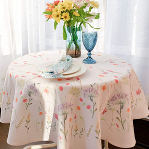 Finest Floral Coloring Round Easter Tablecloth 60 inch Non Iron Stain Resistant