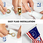 Load image into Gallery viewer, G128 Combo Pack: 5 Ft Tangle Free Aluminum Spinning Flagpole (White) &amp; Bennington 76 Flag 2x3 Ft, ToughWeave Series Embroidered 300D Polyester  Pole with Flag Included