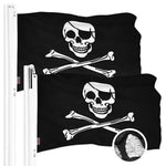 Load image into Gallery viewer, G128 2 Pack: Pirate Jolly Roger Bones Flag  20x30 In  ToughWeave Series Embroidered 300D Polyester  Novelty Flag, Embroidered Design, Indoor/Outdoor, Brass Grommets