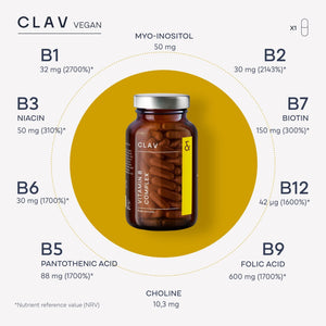Vitamin B Complex 120 Capsules All 8 B Vitamins with Co Factors Myo Inositol