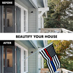 Load image into Gallery viewer, G128 Flag Pole 5 FT Silver Tangle Free &amp; Thin Blue &amp; Red Flag 2.5x4 FT Combo Embroidered Spun Polyester