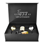 Load image into Gallery viewer, Wine Gifts Complete Set with Stainless Steel Wine Glasses Wine Stopper Wine Aerator Cheese Tray Cheese Knife and Fork – Luxury Gift Box Packaging – Relaxing Experience for Loved Ones
