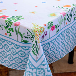 Floral Color Rectangle Tablecloth 60x84 inch Non Iron Stain Resistant Polyester