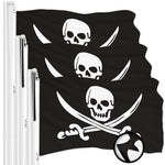 Load image into Gallery viewer, G128 3 Pack: Pirate Jolly Roger Swords Flag  3x5 Ft  ToughWeave Series Embroidered 300D Polyester  Novelty Flag, Embroidered Design, Indoor/Outdoor, Brass Grommets