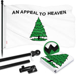 Load image into Gallery viewer, G128 Combo Pack: 6 Ft Tangle Free Aluminum Spinning Flagpole (Black) &amp; An Appeal to Heaven Flag 3x5 Ft, ToughWeave Series Embroidered 300D Polyester  Pole with Flag Included
